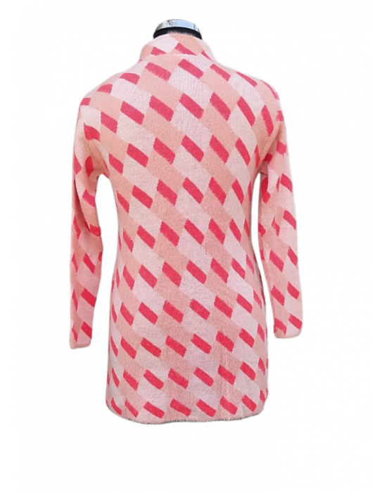 Women Long coat Pink Jacquard design